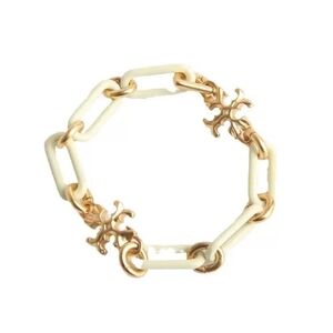 Tory Burch Gold and Cream Link Bracelet